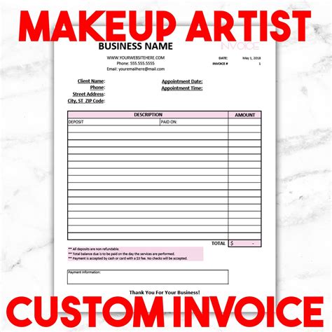 Makeup Artist Invoice Template